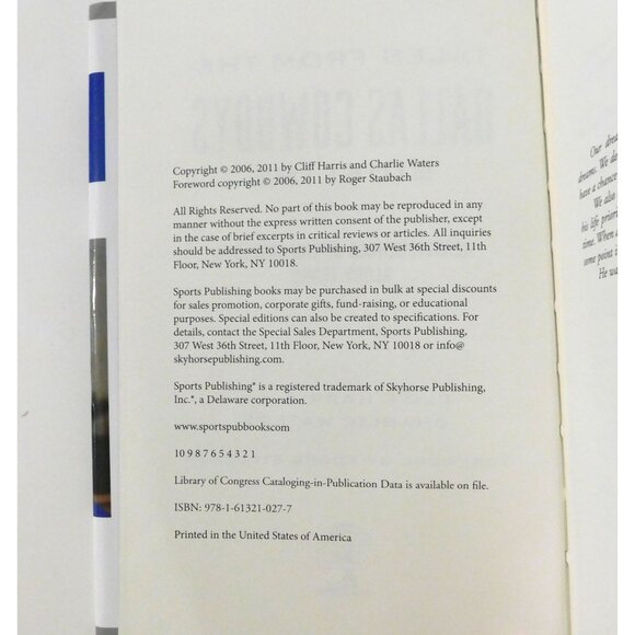 Tales From The Dallas Cowboys Sideline By Cliff Harris Charlie Waters 2011 HB DJ - Picture 5 of 5